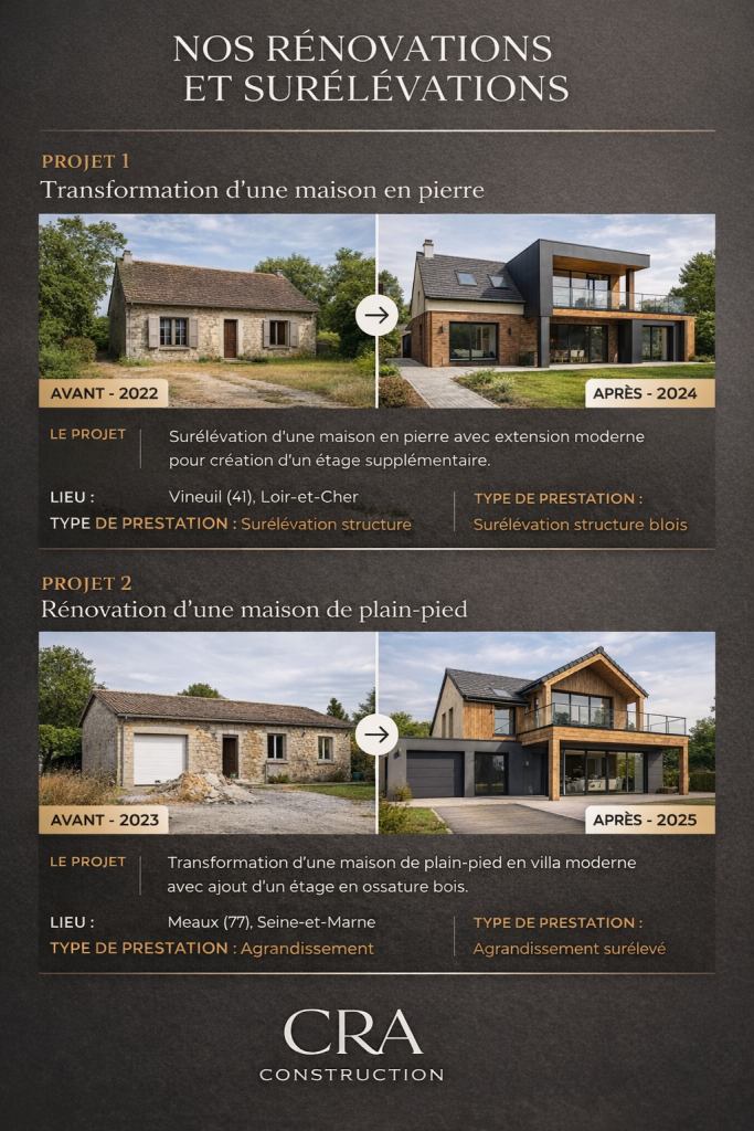 Transformations de maisons modernes par CRA Construction